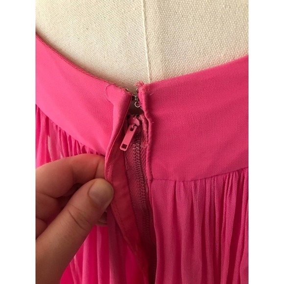 Vintage‎ 1960s Pink Chiffon Dress - Bubblegum Pink Mini Dress - Cape - Picture 7 of 9